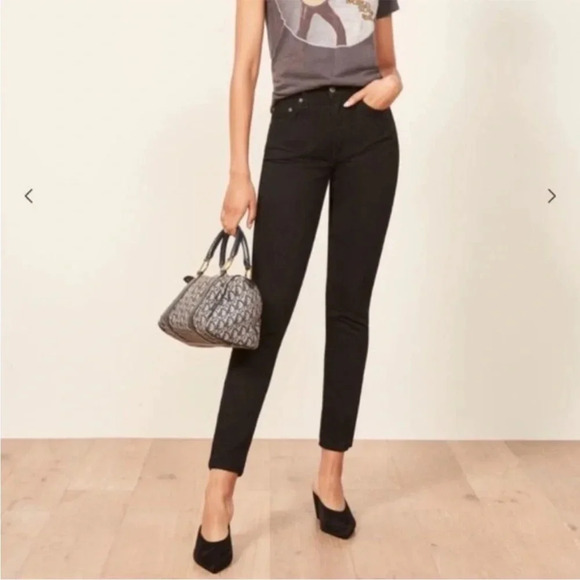 Reformation High Rise & Skinny Jeans in Black Wash Size 25 B22 - Picture 2 of 7